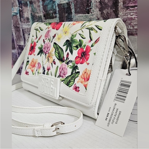 Steve Madden White Floral Crossbody with Multicolor Bloom Print NWT - Picture 2 of 10